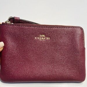 Coach Maroon Textured Wristlet